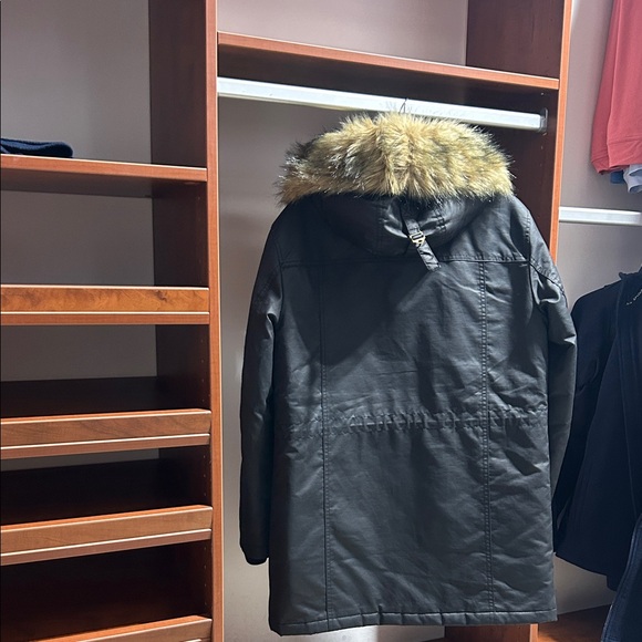 J. Crew Navy Jacket with Fur Trim Hood - Picture 3 of 6